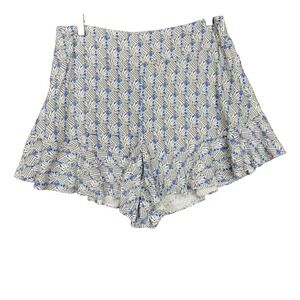 Anthropologie Maeve Shorts Womens 8 Blue White Pineapple Print Dressy 100% Rayon